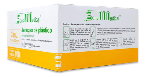 Jeringa De Plastico Hipodermica, 3 Ml 20 G X 32 Mm, Caja Con