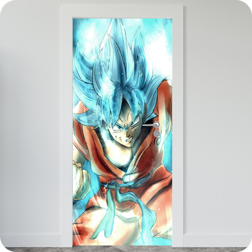 Vinilo Pared Puerta Dragon Ball Z Goku Modo Dios