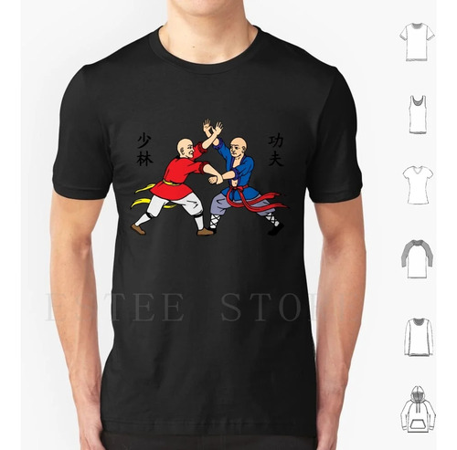 Camiseta Shaolin Fighting Monks De Algodón Para Hombre Con E