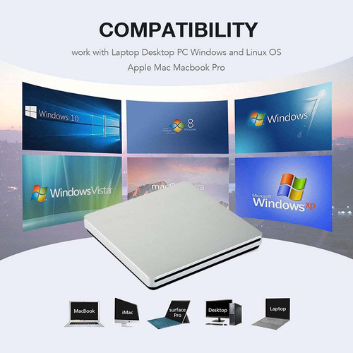 Unidad Externa De Cd Y Dvd Viktck Usb C Ultra Slim Para Macb