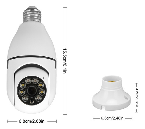 Bombilla De Cámara Panorámica Wifi 1080p De Seguridad Con Vi