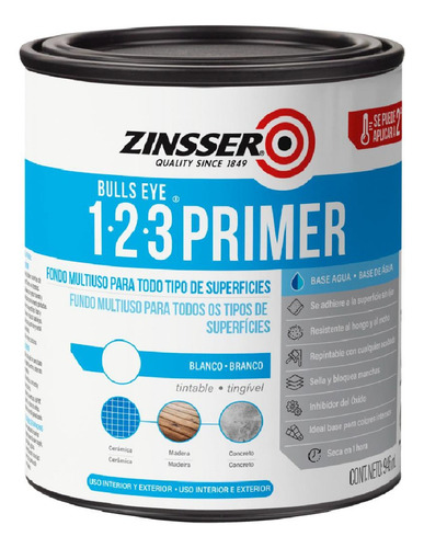 Pintura Para Azulejos Base Agua 1-2-3 Primer Zinsser 0.9 Lts