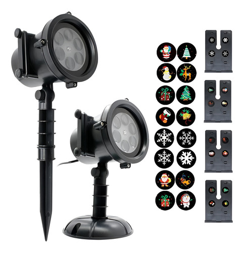 Espeto Led Natal 12 Desenhos Natalinos E Pontos De Luz Ip65 Carcaça Preto Luz Rgb 110v 220v (bivolt)