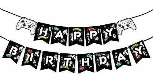 Banderines - Watercolor Video Game Birthday Banner - Gaming 