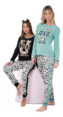 Oferta Pijama Algodon Invierno Mujer Lencatex Comodo Liq.