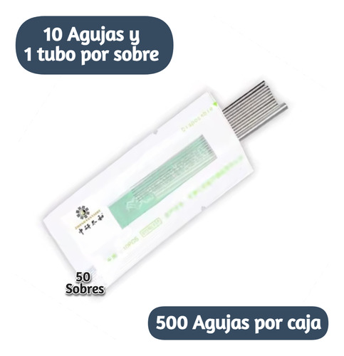 Agujas Acupuntura Zhongyan Taihe 500 Piezas 0.35x75mm