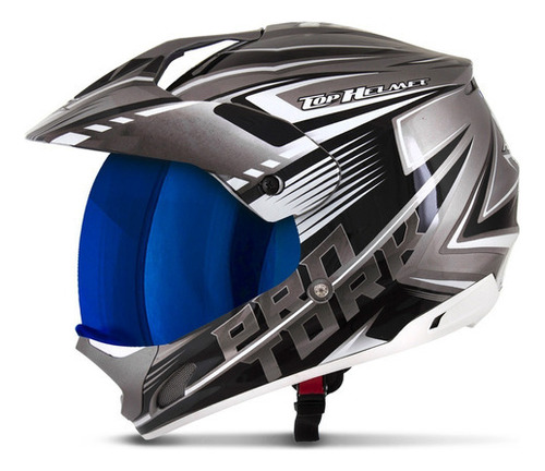 Casco Moto Pro Tork y visera naranja Iridium Th1 Adventure