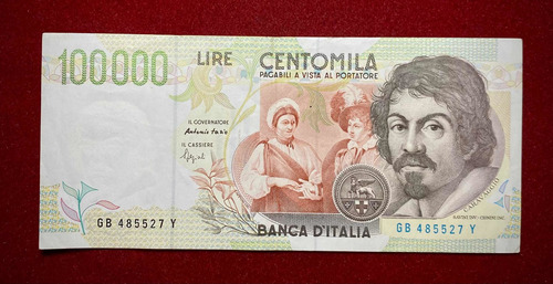 Billete 100000 Liras Italia 1994 Pick 117 A.2 Caravaggio