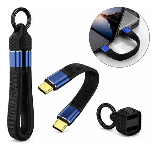 Cabo Usb C 240w Usb4 40gbps 8k Pd Chaveiro 13cm Thunderbolt Preto