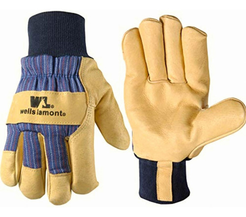 Men's Winter Work Gloves With Leather Palm, 100-gram