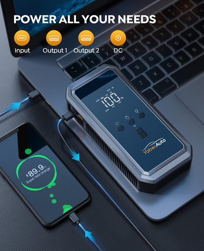 Arrancador Portátil Con Compresor De Aire Y Pantalla Lcd