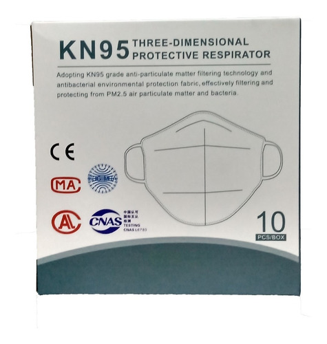 Tapabocas Kn95 Filtración 95% 5 Capas Caja X 10 Undidades