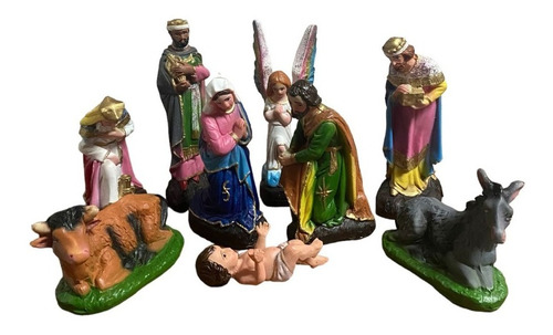 Nacimiento Navideño De Resina 9 Piezas 24 Cm Con Niño Jesus