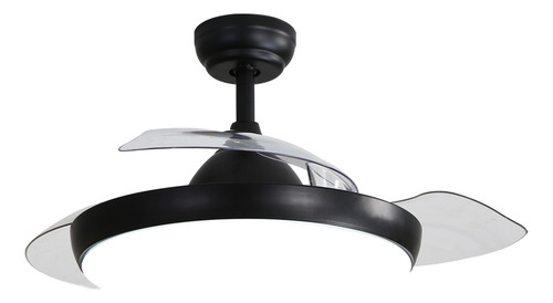Ventilador de techo Alphaled Nébula turbo con 3 palas de ABS color transparente estructura color negro, 1.067m de diámetro 50/60 127V