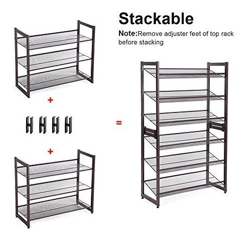 Songmics - Estante De Zapato Metálico Apilable De 3 Niveles,
