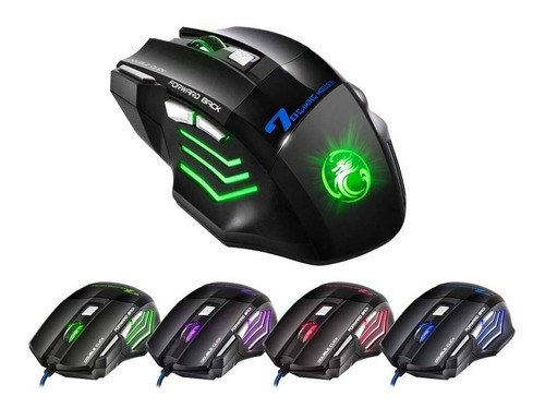 Mouse Imice Gamer Ergonómico Led Con Cable Usb 7 Botones X7