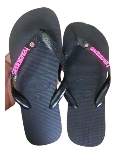 Chinelo Havaianas Top Tira Grossa Com Piercing E Plaquinha 