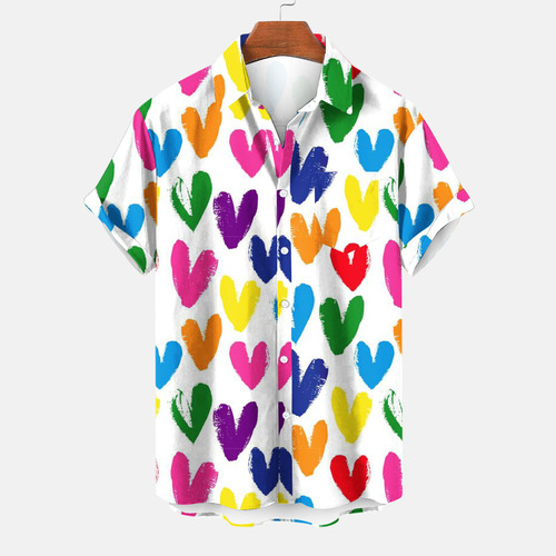 Camisa De Bolsillo Estampada De San Valentín Para Hombre, Ca