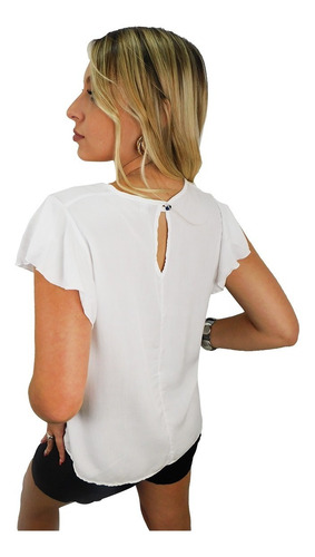 Imagen 3 de 10 de Blusa Mujer Suelta Verano Mangas Volado Fiesta Vestir Chic