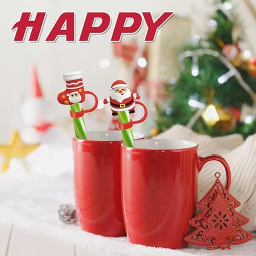 Tapas Con Puntas De Pajita Reutilizables Navideñas Adornos