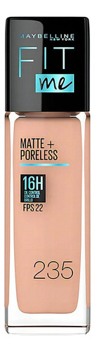 Base de maquillaje líquida Maybelline New York Fit Me Matte + Poreless tono 235 pure beige - 30mL