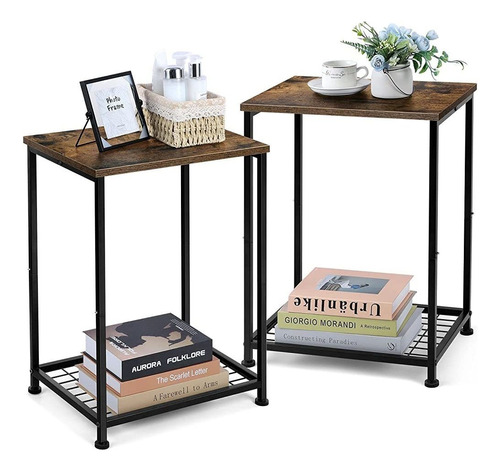 Vrisa Nightstands Set De 2 Camas Pequeñas Junto A La Mesa De