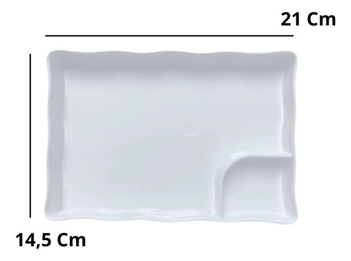 Kit 6 Pratos Retangulares Com Divisória Melamina/plástico
