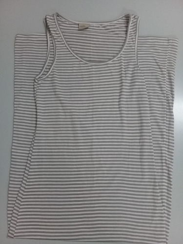 Vestido Largo Mujer Rayado Gris Blanco Talle 42 Normandie