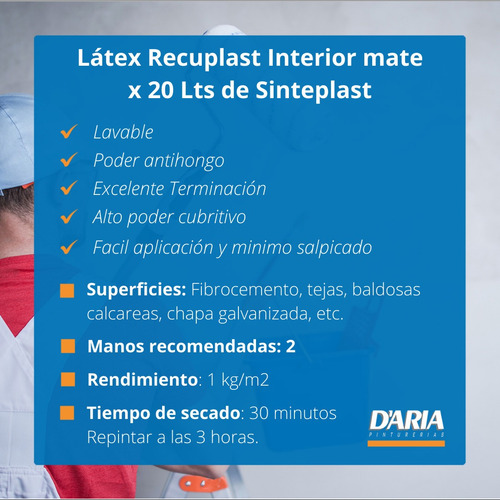 Pintura Latex Recuplast Interior 1 Litro Sinteplast Mate
