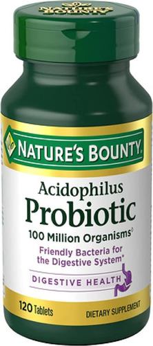 Probiotico Acidophilus Salud Digestiva 120 Tab Nature's Boun