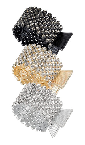 3 Clipes De Strass Para Garras De Cabelo Para Rabo De Cavalo