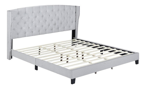 Imagen 3 de 6 de Cama Queen Size Moderna Beige Capitonada ¡ Envió Gratis !