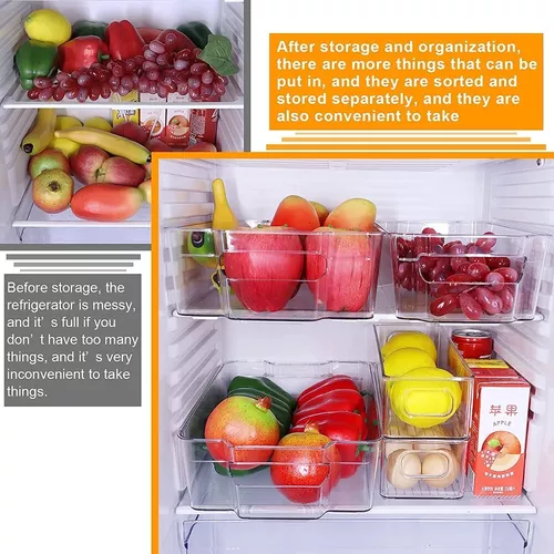 2/4pcs Organizador De Refrigerador, Contenedor De Organizador De Despensa  De Cocina Transparente Con Asas Para