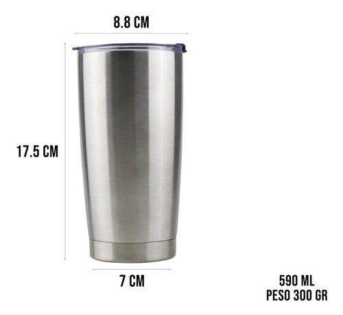 Imagen 3 de 10 de Vaso Termo Acero Inoxidable P/ Cafe 20oz Térmico Tapa Ce-t01