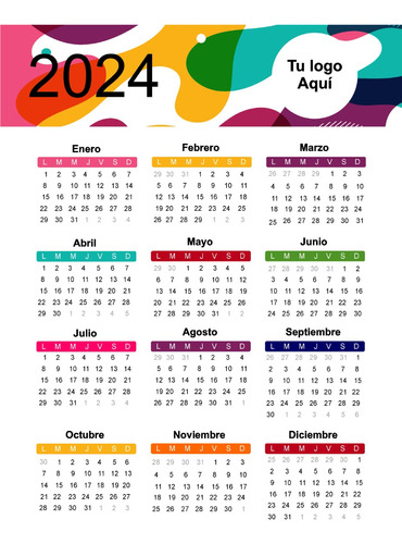 Calendario 2024 Carta Pared Personalizado Con Tu Logo2