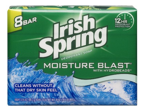 Irish Spring Jabon De Barra Moisture Blast, 8 Unidades