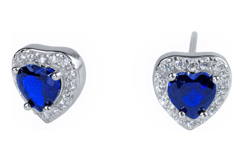 Arete Alma Azul Zafiro Corazón Plata 925 Rodio Vicari Joyas