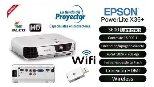 Proyector Epson X36+ Lúmenes 3600 Resolucion (1024 X 768)xga