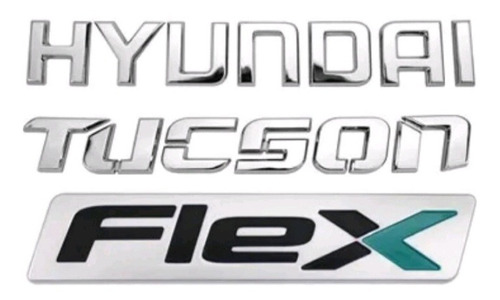 Emblema Letreiro Escrita Tucson Mais Hyundai Mais Flex 3pcs