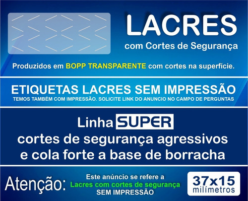 Lacre Transparente Picotado 37x15mm 1000un