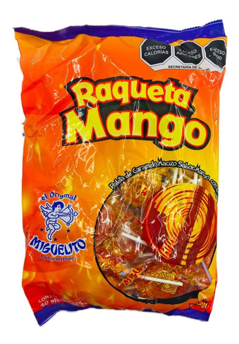 Miguelito Paleta Raqueta De Mango Con Chile 40 Piezas