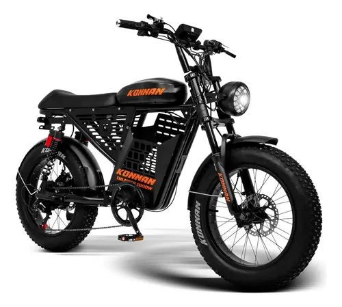 Bicicleta Elétrica 1000w Konnan Com Acelerador Thunder Cor Preto/laranja