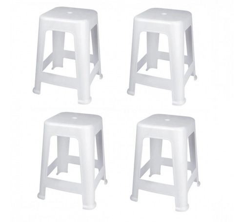 Imagem 3 de 10 de Kit Mesa Plastica Quadrada Desmontável + 4 Banquetas Branca