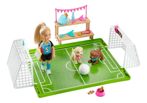 Barbie Dreamhouse Adventures Chelsea Fútbol Con Perritos