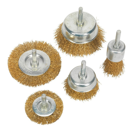 Imagen 1 de 10 de Kit X 5 Cepillo Copa Circular Descarbonizador Para Taladro
