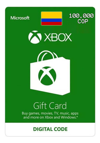 Tarjeta Xbox Gift Card Microsoft Códig Digital Colombia 25