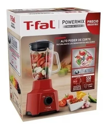 Licuadora Vaso De Vidrio Power Mix 550 W Tefal / Tfal Color Rojo