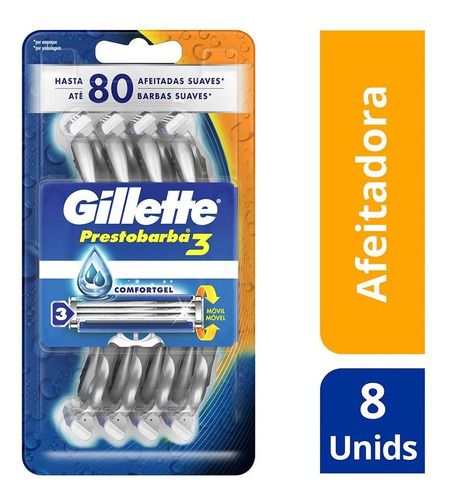 Máquinas Desechables Gillette Prestobarba3 Gel 8 Unidades