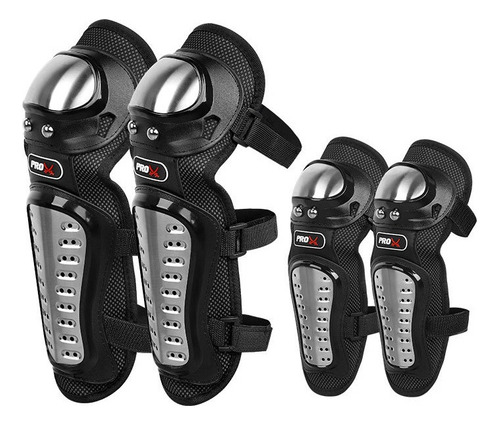 Set De Protecciones Rodilleras + Coderas Metálica Moto Bici