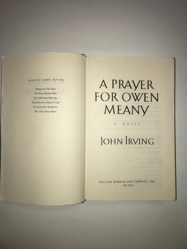  Livro A Prayer For Owen Meany -john Irving 1ª Ed. 1989 Raro